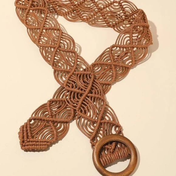 Boho Circle Buckle Woven Belt - Picture 6 of 8